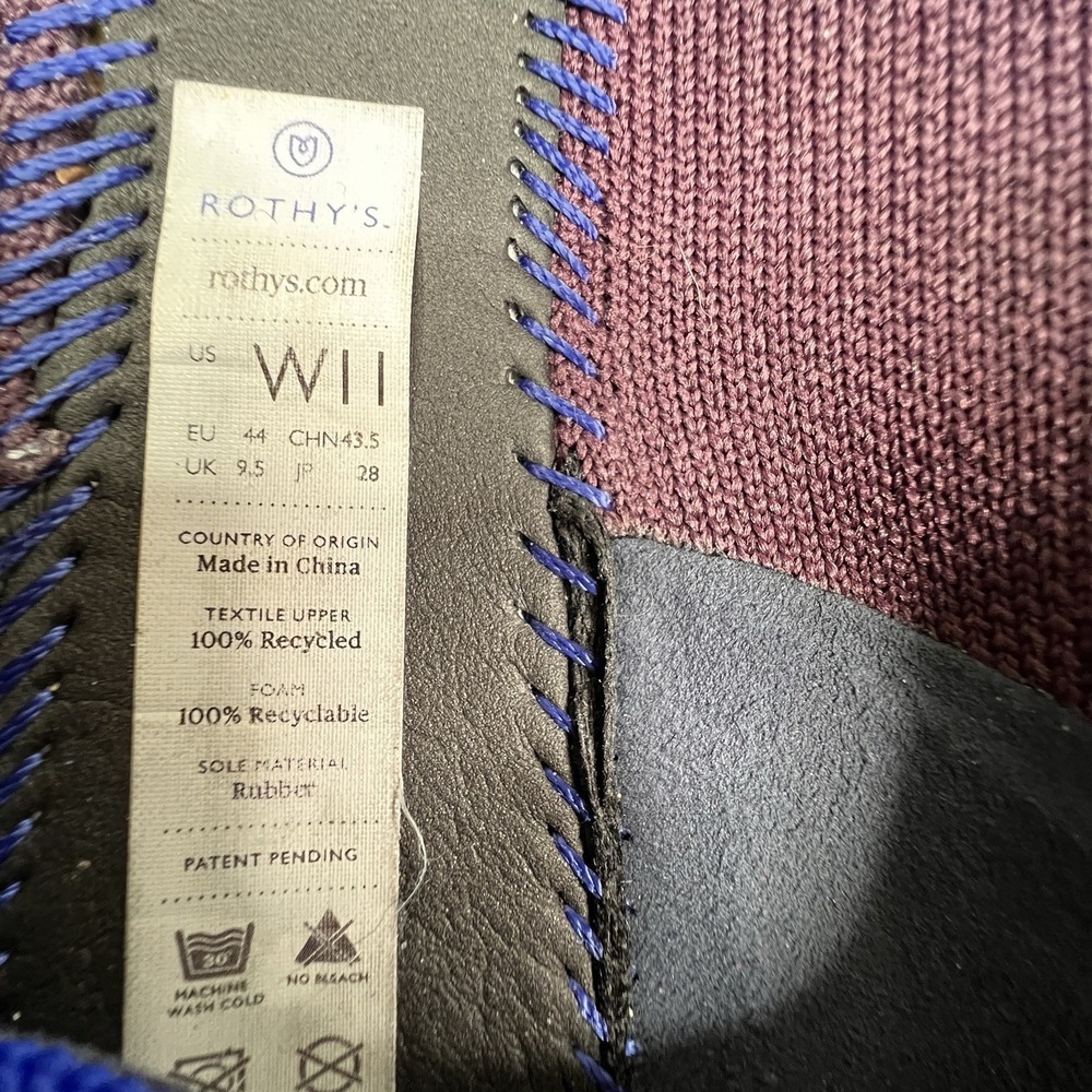 Rothy's The Driver Flats W11 Burgundy Purple Knit Loafers Recycled Comfortable - Picture 7 of 11